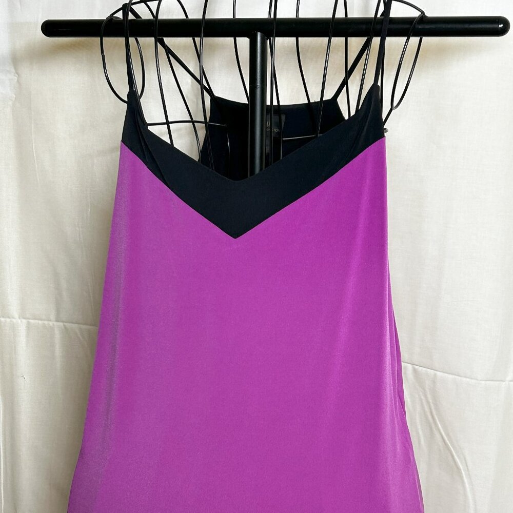Worthington, black and pink strap blouse, large